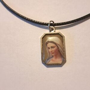 Sacred Image Pendant Necklace with Black Cord